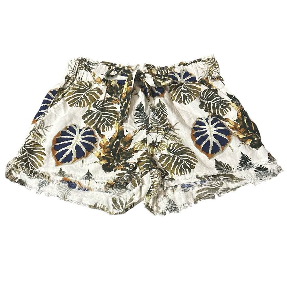 Tropical Botanical Linen Blend Shorts | small